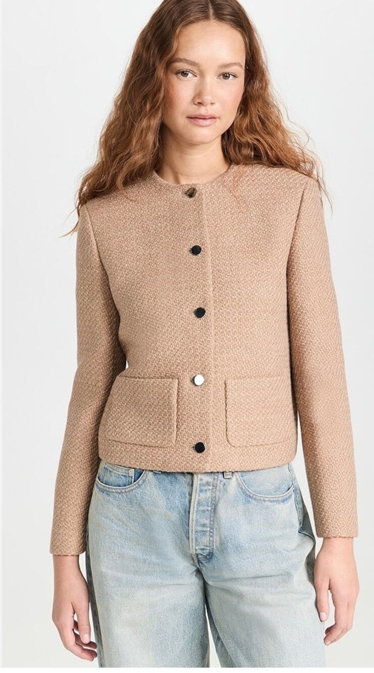 Theory Tweed Cropped Jacket
Color: Palomino size 10 (New)
